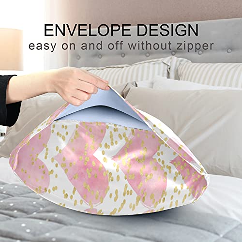Auuxva Decorative Bed Pillowcase Pink Hearts Gold Polka Dot Pattern Satin Pillowcase For Hair And Skin Queen Size Cooling Pillow Shams Soft Pillow Cover With Envelope Closure thumb #6