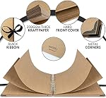Bstorify Square Scrapbook Album 60 Pages (8 x 8 inch) Brown Thick Kraft Paper Photo Book, Scrap Book, Ribbon Closure - Ideal for Your Scrapbooking Albums, Art & Craft Projects