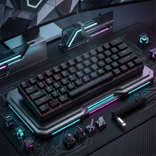 RiseNova Kompaktowa klawiatura mechaniczna z 61 klawiszami RGB do oświetlenia