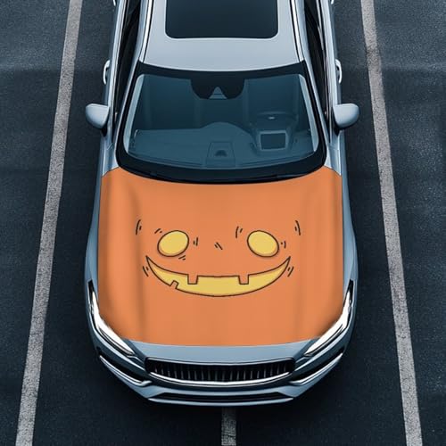 Image of Face Halloween Hood Cover for Truck Stretchable Engine Cover Can be Washed Hood Wraps Universal for Cars