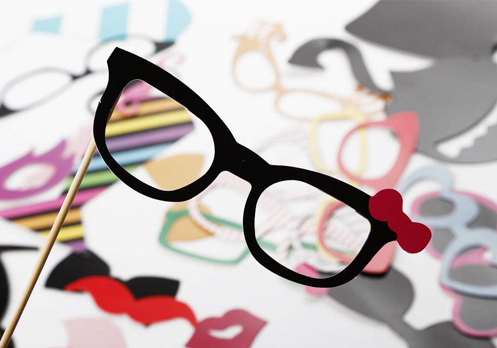 25-delige Fotobooth-rekwisieten Set + Zilveren Fotolijstballon – Neonpatronen, Voor Feesten En Verjaardagen