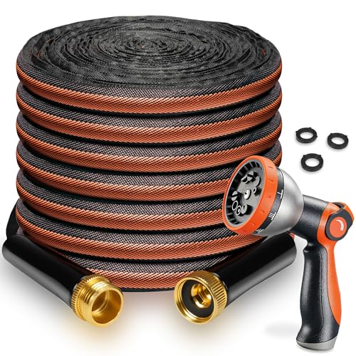 Garden Hose 50FT 600 PSI High Pressure, Flexible TPE Water Hose Kink-Free & Lightweight, with Abrasion-Resistant Cover for Car Washing, Watering Lawn, Outdoor Use