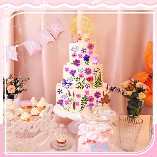 Decoración natural dried flores prensadas para torta 92 pcs miniatura 5