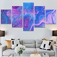 SIGNWIN 5 Panel Canvas Wall Art Abstract Aerial Contemporary Mixed Media Modern Art Multicolor Texture for Home Decorations Ready to Hang - 60