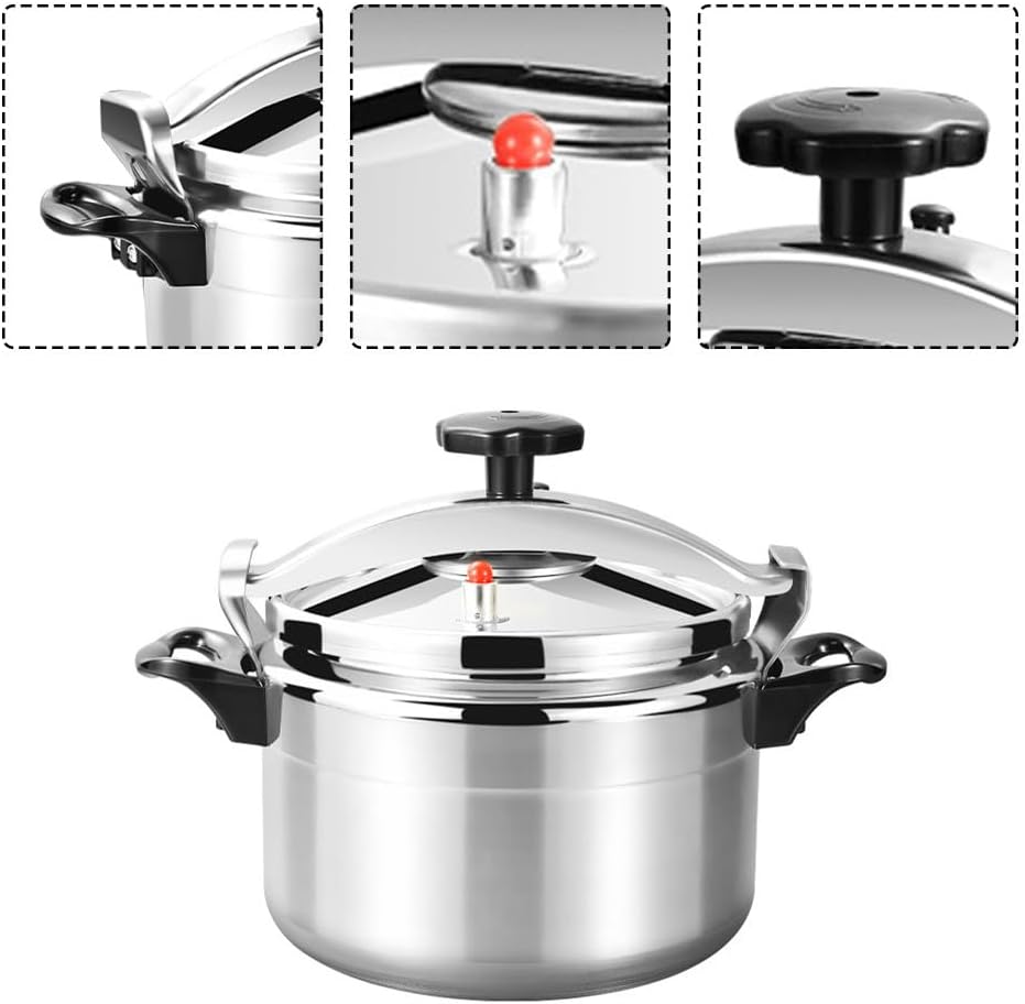 PRETYZOOM Pressure Cooker Stainless Steel, One-hand Lock Cooking Pot Compatible with Gas & Induction, for Large Meals, Dishwasher Safe, Meals, Soups(11 Quatrs)