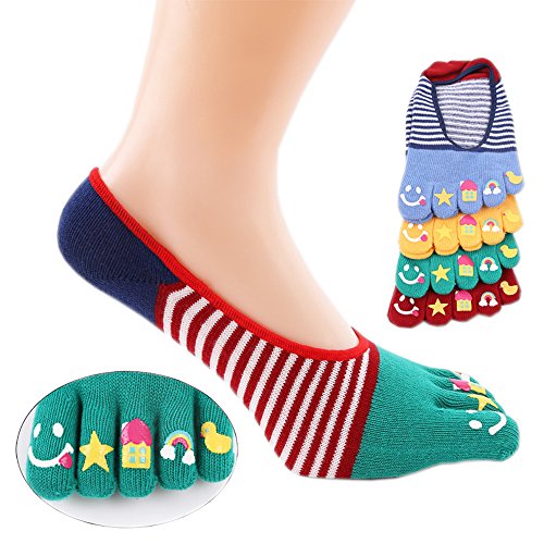 FULLANT Calcetines de algodón para Mujer, diseño de Dibujos Animados de Cinco Dedos, 4 Pares Cover