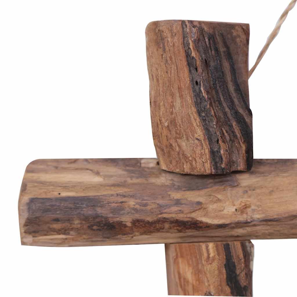 Lustro drewniane naturalne 50 x 50 cm z drewna tekowego pochodzącego z recyklingu z ramą, lustro ścienne do salonu, łazienki, korytarza, idealne jako lustro dekoracyjne i garderobiane