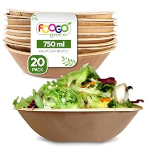 Foogo Green 20 Stück Palmblatt Servierschalen