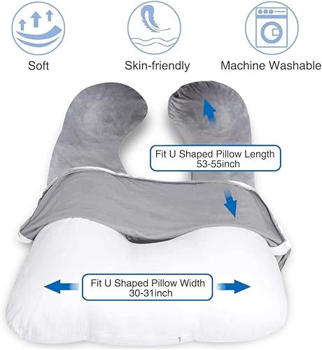 Miniatura 5 de MOON PINE Almohada de embarazo en forma de U para dormir y funda de almohada de repuesto