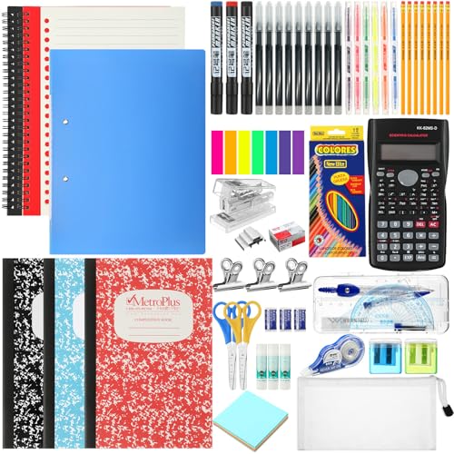Gilprop 1 Set High School Supplies Kit Back to School Supplies College Bundle Essential Stuff Bulk Stapler Notebook Calculator Backpack Bag Set for Senior Student Teen Classroom