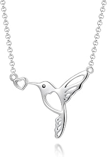 SILVWHIS 925 Sterling Silver Hummingbird Necklace Hummingbird Gifts for Women, JN10642-S