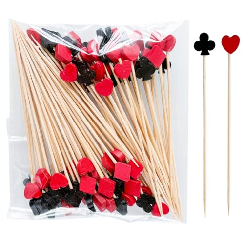 NOPKESV 80 unidades palitos de madera para brochetas de cócteles y aperitivos, decoración para frutas y pinchos de bambú para fiestas (13 cm) (4 colores aleatorios)