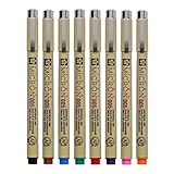 SAKURA Pigma Micron 005 8 Color Set Water Based Pigment for Illustration - Holiday Gifts for Artists, Crafters & DIY Gifts Projects