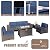 Kurapika 7 Pieces Patio Furniture Set, Rattan Wicker Outdoor Conversation Sets w/43in Propane Fire Pit Table and 4 Inch Cushion(Navy Blue)