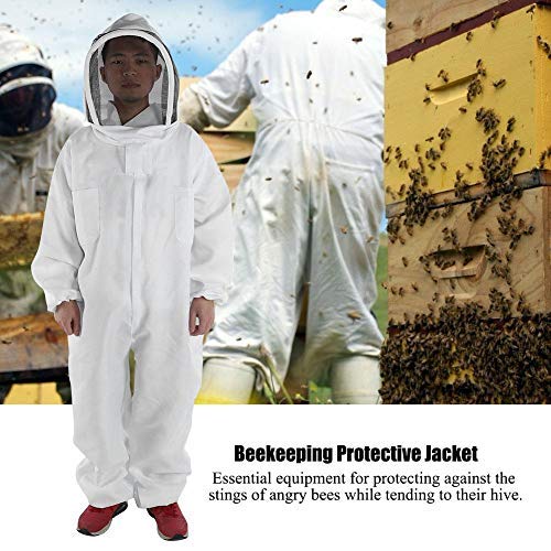 Mumusuki Beekeeping Jacket Beekeeping Suit Professional Beekeeping Foldable Fencing Veil Coverall Bee Smock with Front Zipper(L)