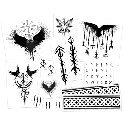 Viking Cosplay Temporary Tattoos/Better than Make-up/Perfect for Halloween & RenFaires (Viking 14-Piece Pack)