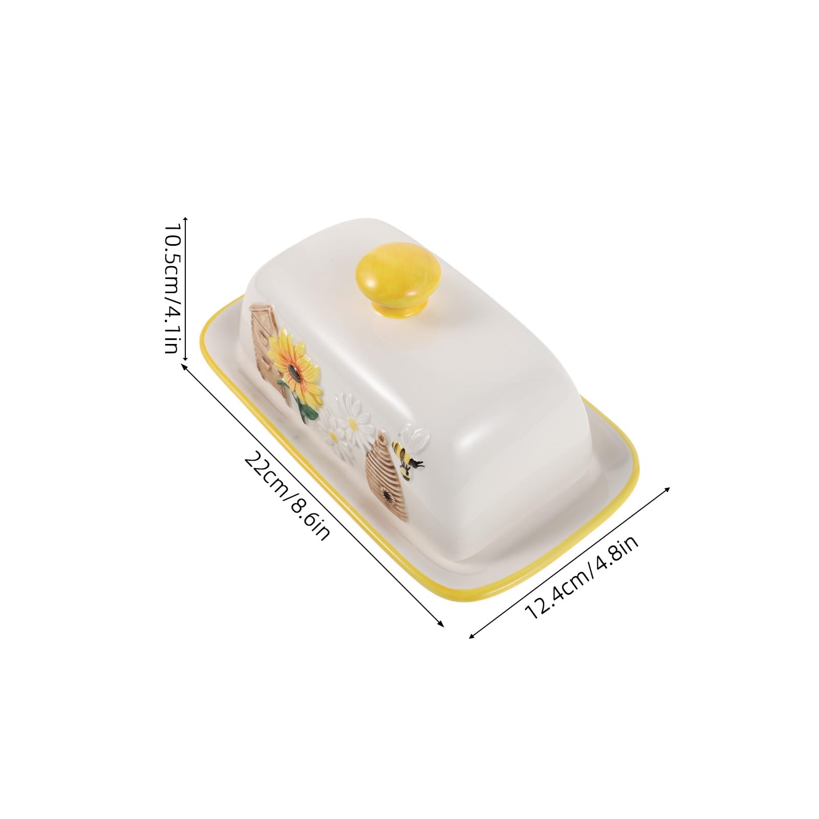 Beurrier Couvert en Céramique avec Couvercle, Plateau 8, 7x4, 9 Po