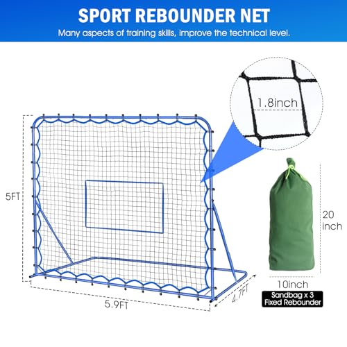 Image of Soccer Baseball Rebounder Net, Quick-Switch Angle Soccer Pitchback Volleyball Training for Control, Passing Practice, Easy Setup Soccer Goal Rebounder Gifts Aids & Equipment for Kids,Teens & Adults