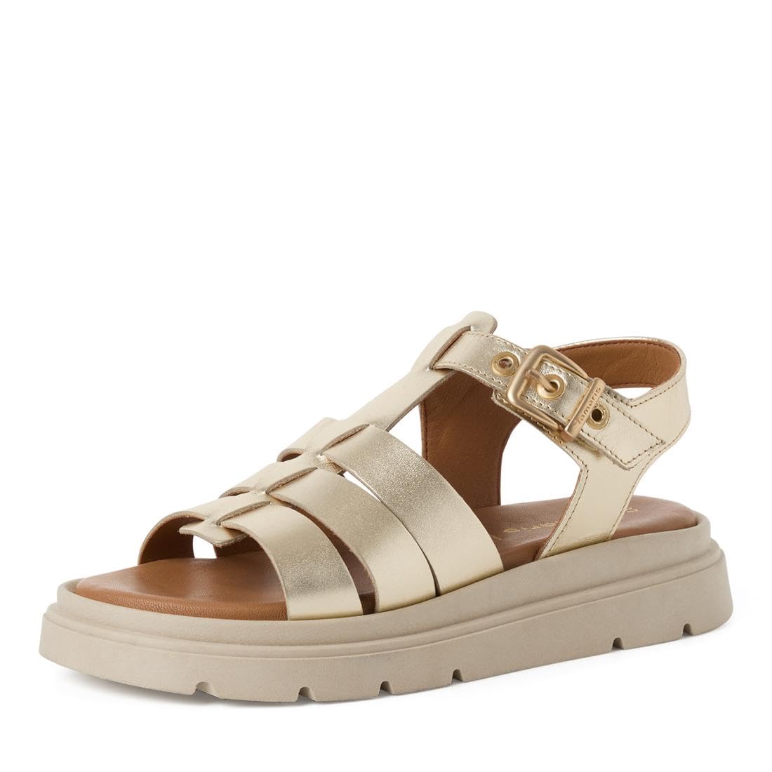 Tamaris Women’s sandal with wedge heel metallic 5.5 UK