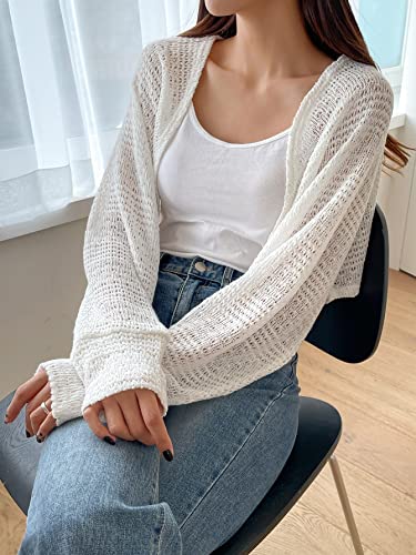 Floerns Women's Crochet Cropped Shrug Sweater Oversized Open Front Knit Cardigan2