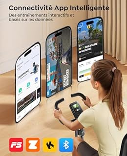 TOPUTURE 5-en-1 Vélo d’Appartement Pliable, Velo D Appartement avec 16 Niveaux de Résistance Magnétique, Moniteur LCD et Compatible APP, Vélos de fitness pour la maison avec Silencieux Capacité 140 kg