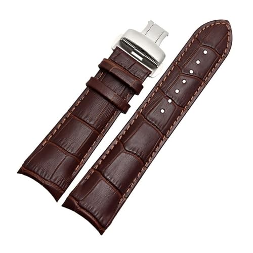 xiaolan Gebogenes Ende echtes Leder -Uhrband 22 mm 23 mm 24 mm kompatibel mit Tissot Couturier T035 Uhrenband Stahlschnalle Armband Armband Braun Cover