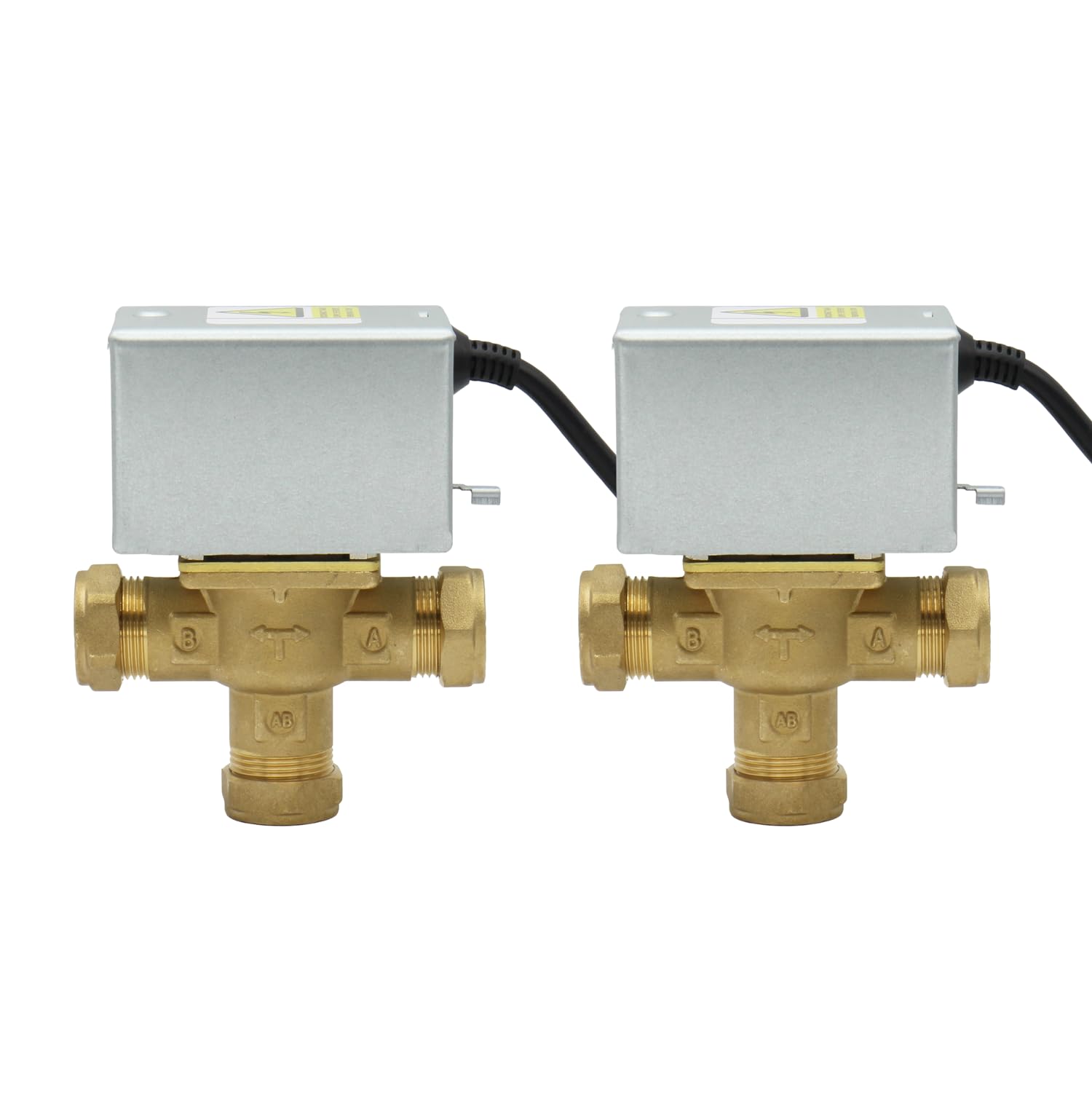 Unvented Components Europe Gold 2 X 3-Port Mid-Position Motorised Valve 22Mm For Central Heating Systems (Two Pack)