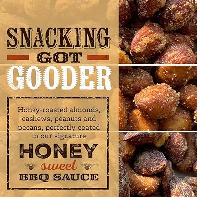 Rufus Teague BBQ Nut Variety Pack Smoky, Sweet & Crunchy Honey Roasted Nuts Almonds, Peanuts, Cashews & Pecans, 9 oz Resealable Pouches (Pack of 3)