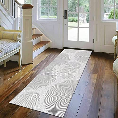 Tapis de couloir moderne 70x450 cm en polyester doux gris abstrait