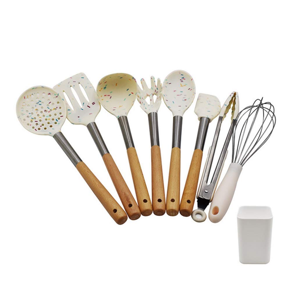 IUokLU Silicone Cooking Utensils Set with Storage Box - Non-Stick Spatula and Shovel Kitchen Tools for Easy Cooking