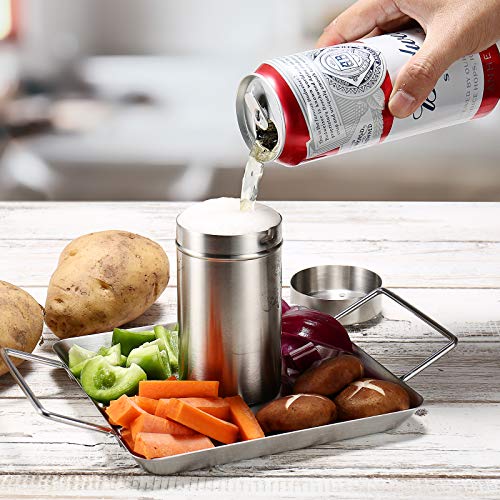 Beer Can Chicken Holder Stainless Steel Roaster Rack Includes Metal Canister And Drip Pan For Oven Or Grill Smoker, Dishwasher Safe #TOP5