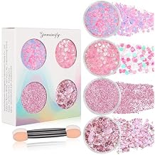 Pink Face Hair Glitter Gel,Valentines Day Makeup,10g/pc Body Glitter Mermaid Costume,Singer Concert Outfit for Women,Sparkling Holographic Glitter Cheer Rave Festival Pink Out Accessories