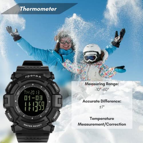Cakcity Military Watches For Men Waterproof Altimeter Tactical Army Outdoor Watches With Barometer Pedometer Thermometer Black/Black #TOP4