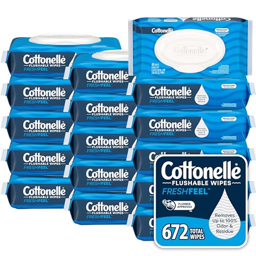 Image of Cottonelle Fresh Feel Flushable Wet Wipes, Adult Wet Wipes, 16 Flip-Top Packs, 42 Wipes Per Pack (672 Total Wipes), Packaging May Vary