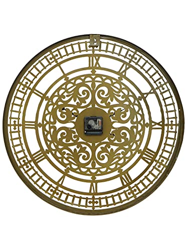 Image of CHRONIKLE Unique Round Analog Metal Case Black Needle Roman Numbers Wall Clock for Living Room Home Decor Office Gifts (Size: 54 x 1 x 54 CM | Weight: 1380 Gram | Color: Copper)