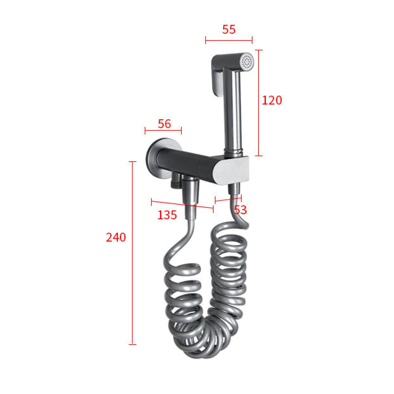 Kit Spruzzatore WC Cromato Set Di Doccetta per Bidet In Ottone Montaggio A Parete | Doppia Uscita con Tubo Può Essere Collegato Alla Toilette O Alla Lavatrice