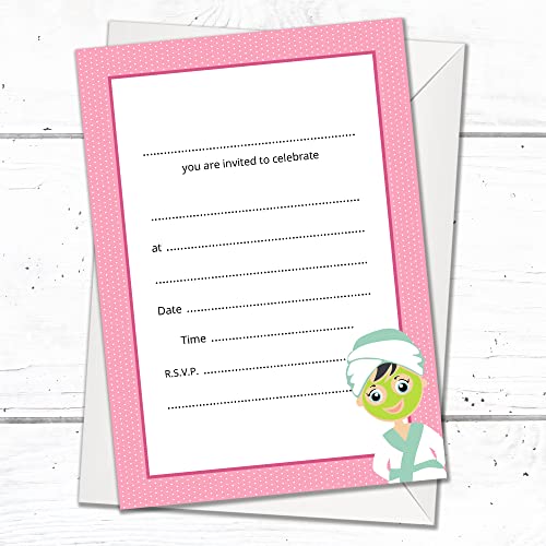 Olivia Samuel 20 x Pamper Party Invites from A6 Double Sided Cards with Envelopes, pink, 105 x 148mm - Image 4