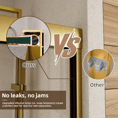 Image of Royal Guard Double Sliding Shower Door,56-60 inch W x 70 inch H，Brush Gold