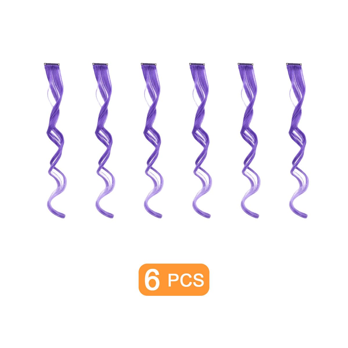 Traziewell Hair Extensions Clip in Curly Purple Long Wavy Clip Hair Extension Heat Resistant Synthetic Hairpieces 0121 - Image 2
