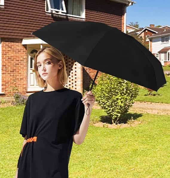 Image of Alexvyan Mini Umbrella with Case for Men & Women (Manual Open) Compact Travelling Umbrella, Polyester & UV Protection Fabric for Summer /Anti-Slip Handle- Use in Rain & Summer- 6 Frame