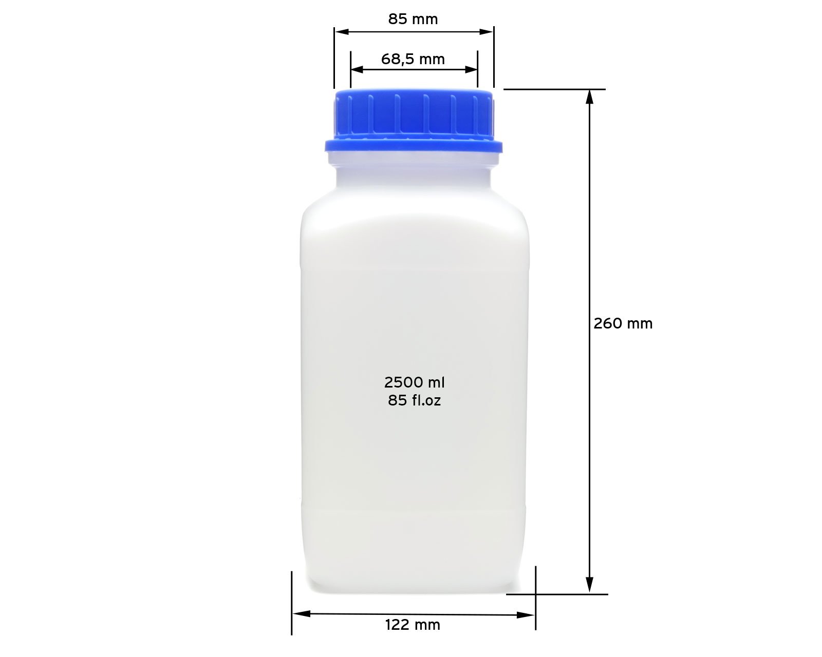 Octopus 3x 2500 ml Weithals-Flaschen mit Schraubverschluß, Chemiekalienflaschen, Laborflaschen mit Deckel als Aufbewahrungsbehälter für Labor, Küche oder Hobby (Packung mit 2)