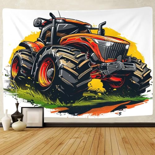 Poster mural de tracteur 3D en textile polyester doux lavable pour grand mur - 2