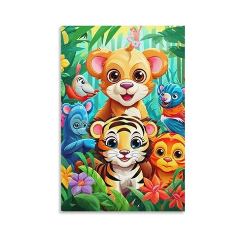 Impression sur toile animaux de forêt décoration poétique maison 50x75cm