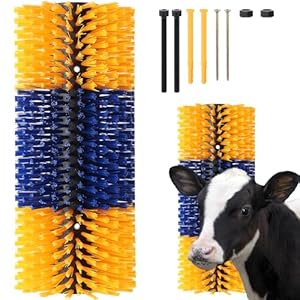 Livestock Scratching Brush, 17.5 x 7.8 Inch Goat Brushes for Grooming, Horse Brushes for Shedding, Livestock Brush with 4 Screws Great for Horse, Elk, Cattle, Pig, Sheep（Yellow 1 PCS）