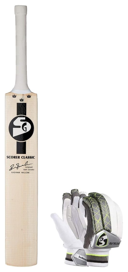 SG Scorer Classic Kashmir Willow Cricket Bat (Size: Size 6,Leather Ball), Wood, Multicolour & SG ecolite LH Batting Gloves, Youth (B0C99N11JM) Amazon Price History, Amazon Price Tracker