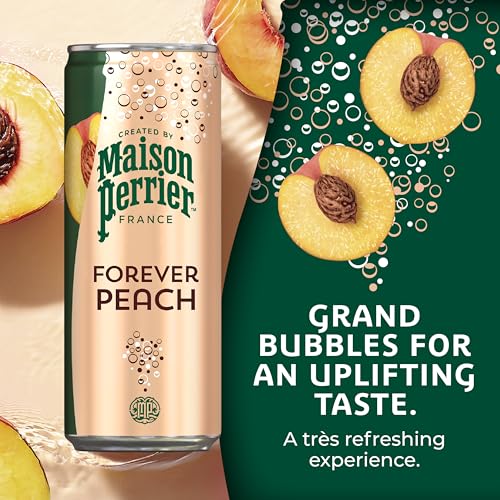 Image of Maison Perrier Forever Peach Flavored Sparkling Water, 11.15 Fl Oz Cans, 8 Count, 3 Pack
