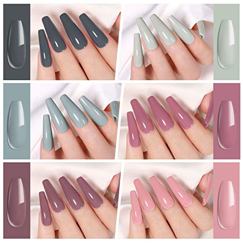 UR SUGAR UV Nagellack Set Shellac Set 6 Gelnägel Farben Nude Grau Farbgel für Gelnägel Rosa Gellack Nageldesign-Sets… – Bild 3