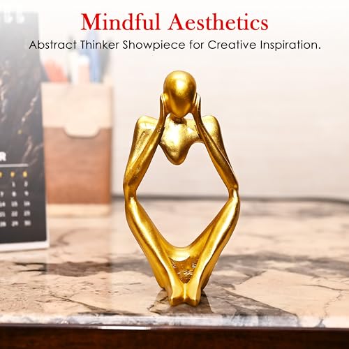 Image of ZAICUS Gold Abstract Thinker Statue - Modern Resin Sculpture for Home & Office Decor | Small Deep Thinker Figurine for Contemporary Interior Accent