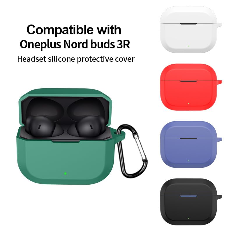 Image of New Silicone Case Compatible with Oneplus Nord Buds 3r (2025), Soft Silicone 360 Full Protection Dust-Proof Shockproof Case Cover with Hook (Cover Only) (Red)