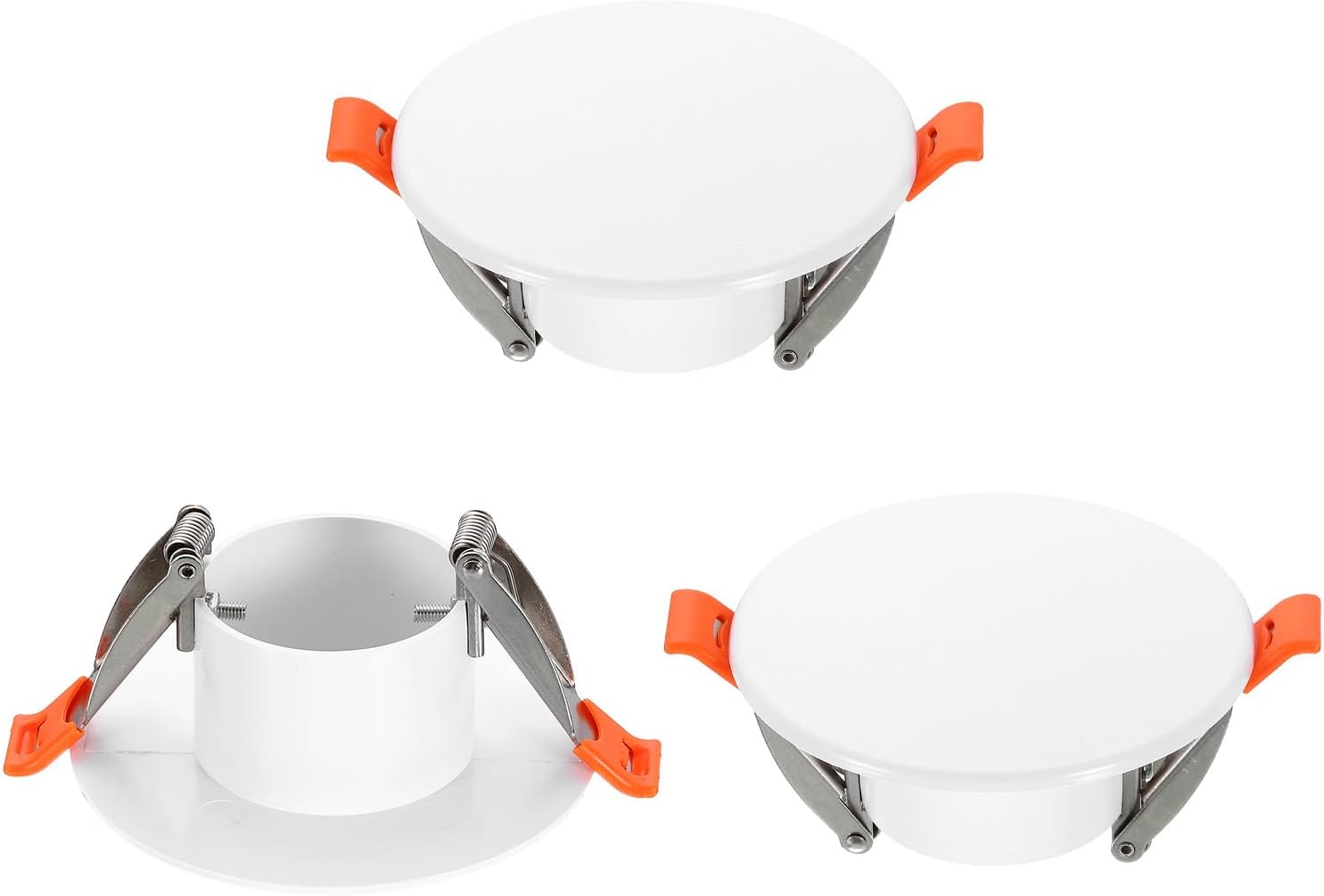 7.3-Inch Spring Mount Ceiling Cover Plates, Recessed Light Trim Wall, Downlight Hole Cap Decorative Panel with Buckle Fit 5-6.9inch Round Hole Ceiling Openings, White 2 Pack